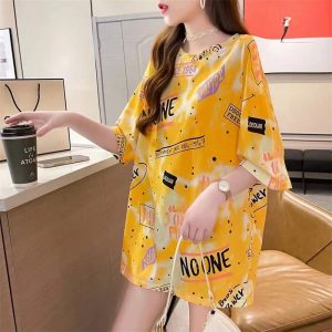 تیشرت حروفی آبی زرد