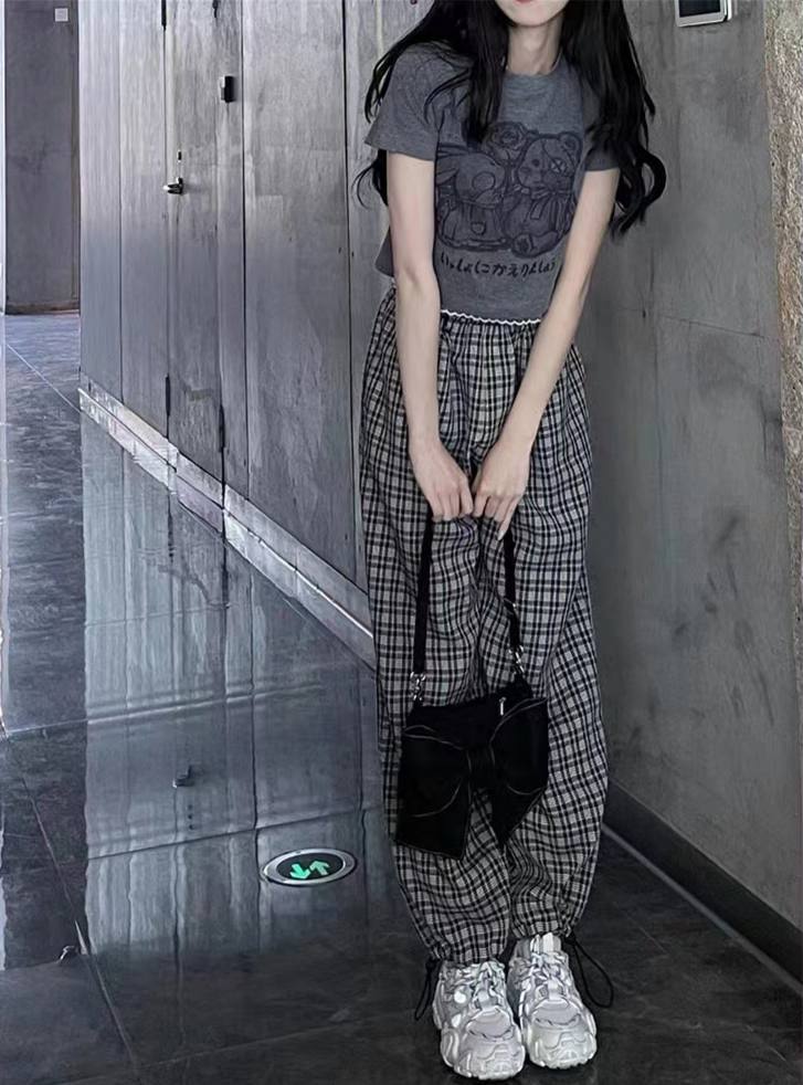 تیشرت کراپ خرسی ملانژ